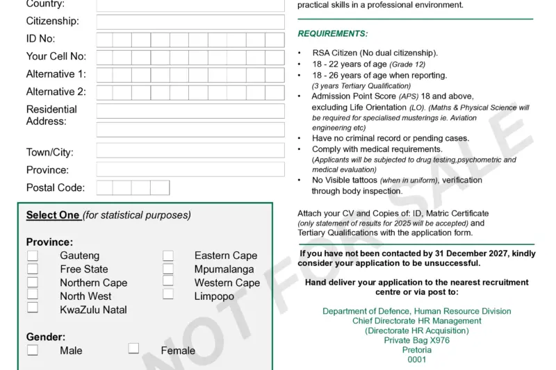 SANDF MSDS Application
